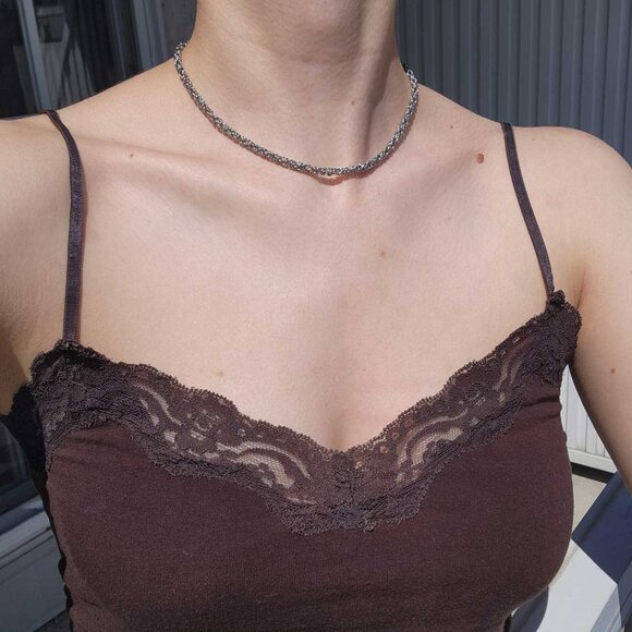 15 inch silver byzantine chain necklace ✦ hand crafted mini chain mail necklace - Picture 5 of 10